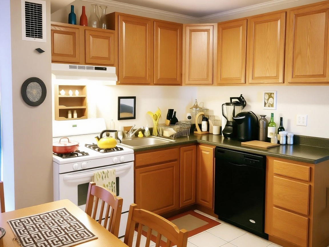 Bright rental property kitchen after professional photo enhancement service - enhanced lighting and appealing appearance for better bookings
